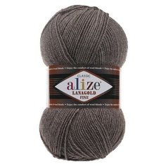 Пряжа Alize Lanagold Fine (Ланаголд Файн) 240 коричневый меланж 49% шерсть, 51% акрил 100г 390м 5шт