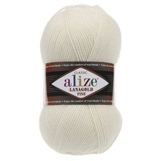 Пряжа Alize Lanagold Fine (Ланаголд Файн) 62 молочный 49% шерсть, 51% акрил 100г 390м 5шт