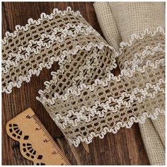 Тесьма вязаная 37мм 60000 цв.201 лен с белым уп.25м Ideal