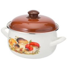 Кастрюля Интерос Грибы, 3.1 л, белый/коричневый