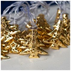 Новогодняя светодиодная гирлянда в металлическом корпусе Ёлки золотые 3 м, теплый белый Baziator