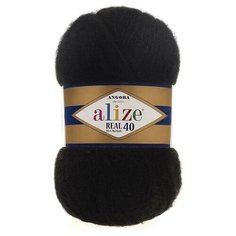 Пряжа Alize Angora Real 40 арт.60 черный (Ангора Реал 40) 40% шерсть, 60% акрил 100г 480м 5шт