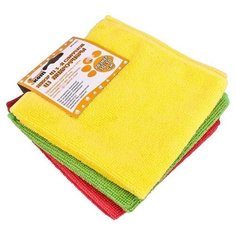 Салфетки Рыжий кот из микрофибры, 3 шт, красный/желтый/зеленый
