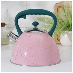 Чайник со свистком Доляна "Тропики", 3 л, розовый