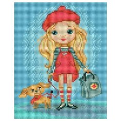 Девочка с собачкой Мозаика на подрамнике 20х25 Белоснежка