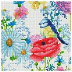 Ромашки и розы Мозаика на подрамнике 30х30 Белоснежка