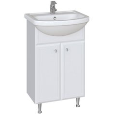 Тумбочка для ванной комнаты Sanstar Афина 50 с раковиной, напольная, белая, ШхВхГ:52х85х44