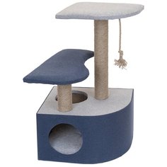 Когтеточка домик PetTails, серия "Navy" угловой со ступеньками (рогожка) 48 х 51 х h71 см