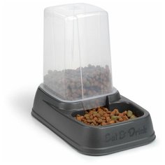 Beeztees 650033 Миска-дозатор для корма или воды, пластиковая антрацитовая 33,5*20*27см