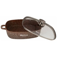 Сотейник Kelli KL-4059-28, 28 см, с крышкой, коричневый