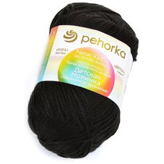 Пряжа Пехорка Детская новинка, 100 % акрил, 50 г, 200 м, 10 шт., 002 Черный