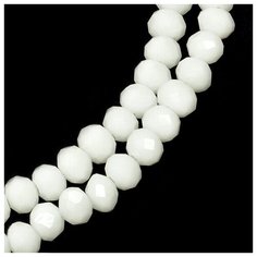 Бусины граненые Рондель (стекло) на нитях TBY-R-1 6х4,5мм отвер.1,2мм цв. 1 белый (100 бусин) Tesoro