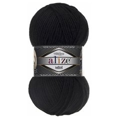 Пряжа Alize Superlana Midi, 25 % шерсть, 75 % акрил, 100 г, 170 м, 5 шт., 60 черный
