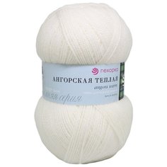 Пряжа Пехорка Ангорская тёплая, 40 % шерсть, 60 % акрил, 100 г, 480 м, 5 шт., 01 белый