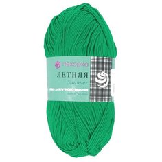 Пряжа Пехорка Летняя, 100 % хлопок, 100 г, 330 м, 5 шт., 335 Изумруд