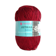 Пряжа Пехорка Летняя, 100 % хлопок, 100 г, 330 м, 5 шт., 07 бордо