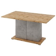 Стол кухонный Принцесса Мелания Римини, раскладной, ДхШ: 150 х 90 см, длина в разложенном виде: 200 см, Дуб Ватан/Бетон Чикаго