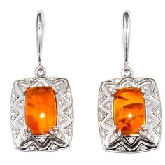 Silver WINGS Серьги из серебра с янтарем, фианитами 22se001257-96