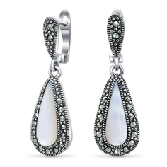 Silver WINGS Серьги из серебра с марказитом, перламутром 220232a-39