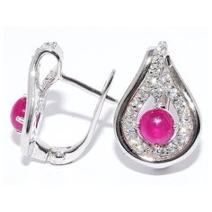 Silver WINGS Серьги из серебра с рубином, фианитами 22gre2023-69-1