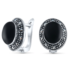 Silver WINGS Серьги из серебра с ониксом, марказитом 221548-39