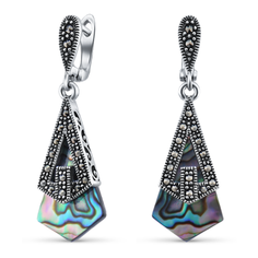 Silver WINGS Серьги из серебра с марказитом, перламутром 220954e-39