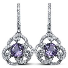 Silver WINGS Серьги из серебра с фианитами, аметистом 22qsrlg01322-19