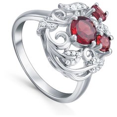 Silver WINGS Кольцо из серебра c фианитом, гранатом 21knys1440-155, размер 17