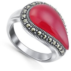 Silver WINGS Кольцо из серебра c марказитом, агатом 210232d-39, размер 18
