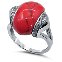 Silver WINGS Кольцо из серебра c кораллом, фианитом 21sr0630-96-76, размер 18