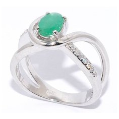 Silver WINGS Кольцо из серебра c фианитом, изумрудом 21gre2152-69, размер 17