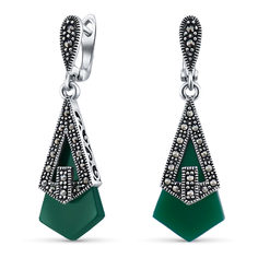 Silver WINGS Серьги из серебра с марказитом, агатом 220954e-39