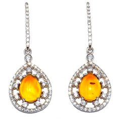 Silver WINGS Серьги из серебра с янтарем, фианитами 22se001131c-2-96