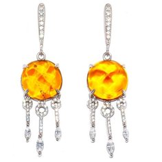Silver WINGS Серьги из серебра с янтарем, фианитами 22se001111c-2-96