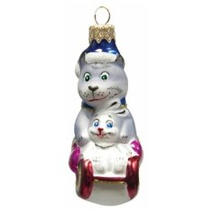 Елочная игрушка Элита Волк с зайцем ГФ-260, серый, 9.5 см Elita