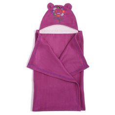 Покрывало с капюшоном и ушами, флис цв орхидея, вышивка Солнышко 70х100 см Карамель
