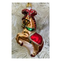 Елочная игрушка Элита Лошадка ГФ-629, золотистый/красный, 12.5 см Elita