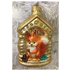 Елочная игрушка Элита Белочка ГФ-614, золотистый, 12.5 см Elita