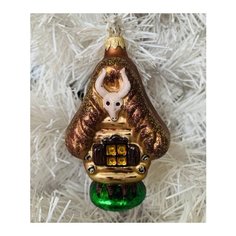 Елочная игрушка Элита Избушка ГФ-633, коричневый/золотистый, 12 см Elita
