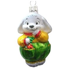 Елочная игрушка Элита Зайка ГФ-705, зеленый/белый/желтый, 11 см Elita