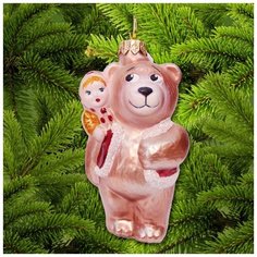 Елочная игрушка Элита Мишка с Машенькой ГФ-198, коричневый, 15 см Elita
