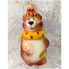 Елочная игрушка Элита Медведь ГФ-739, коричневый/бежевый, 13 см Elita