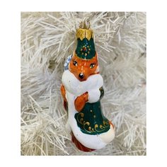Елочная игрушка Элита Лисичка ИФТ-12/00, оранжевый/зеленый, 12.5 см Elita