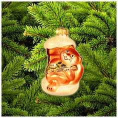 Елочная игрушка Элита Кот с гитарой ГФ-258, золотистый, 11 см Elita