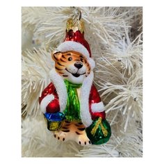 Елочная игрушка Элита Тигрёнок ГФ-934, красный/зеленый/оранжевый, 10.5 см Elita