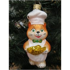 Елочная игрушка Элита Котик ГФ-498, белый, 11 см Elita
