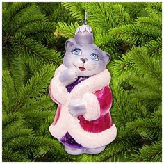 Елочная игрушка Элита Кошка в шубе ГФ-207, серый, 14 см Elita
