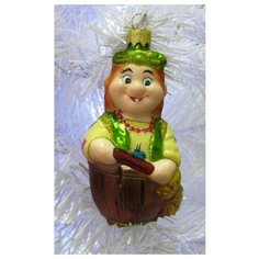 Елочная игрушка Элита Баба Яга ГФ-449, желтый/зеленый, 12 см Elita