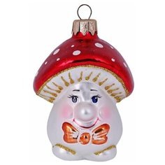 Елочная игрушка Элита Грибок ГФ-314, белый/красный, 9 см Elita