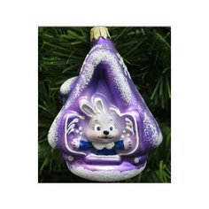 Елочная игрушка Элита Зайчик в избушке ГФ-282, фиолетовый, 10 см Elita